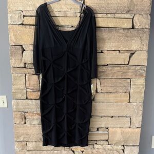 Alex Evenings Black Long Sleeve Cocktail Dress Size 12 NWT